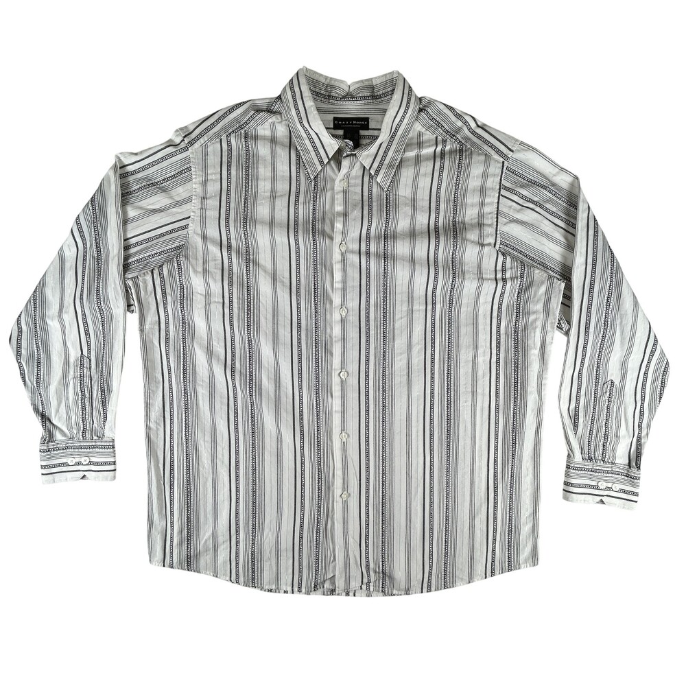 Crazy Horse Shirt Mens 2XL Striped Button Up Long Sleeve Casual
